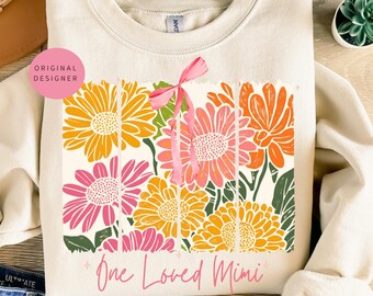 One loved Mimi png, Mimi brushstroke png, Coquette mimi, Retro Floral png, Mothers day png, Boho floral sublimation design