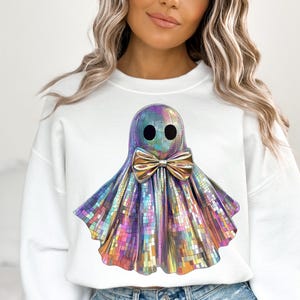 Iridescent Ghost png, Disco ghost, Coquette Halloween png,  Halloween png, Fall design png, Girly Halloween Png, Retro Halloween png, Cute ghost png, Rainbow, Fall png, Spooky season png, Boho Halloween, png digital download
