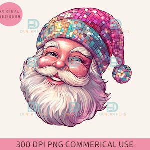 Vintage santa png Disco santa png Retro Santa png Christmas png Santa claus png Holiday png Vintage Christmas clipart Retro Christmas Pink