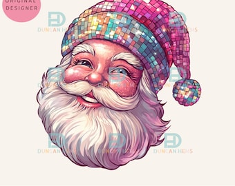 Papá Noel vintage png Papá Noel disco png Papá Noel retro png Navidad png Papá Noel png Vacaciones png Clipart de Navidad vintage Navidad retro rosa
