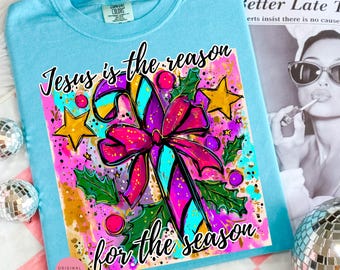 Jesus Is the Reason PNG: Retro Christian Christmas Design (Digital Download)