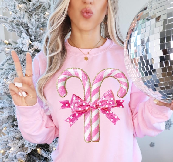 Candy cane png Merry Christmas png Pink Christmas png Retro Christmas png Holiday png Coquette bow png Sweet but twisted Cute Polka dot png