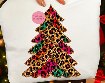 Leopard Christmas Tree PNG: Cheetah Print Sublimation (Digital Download)