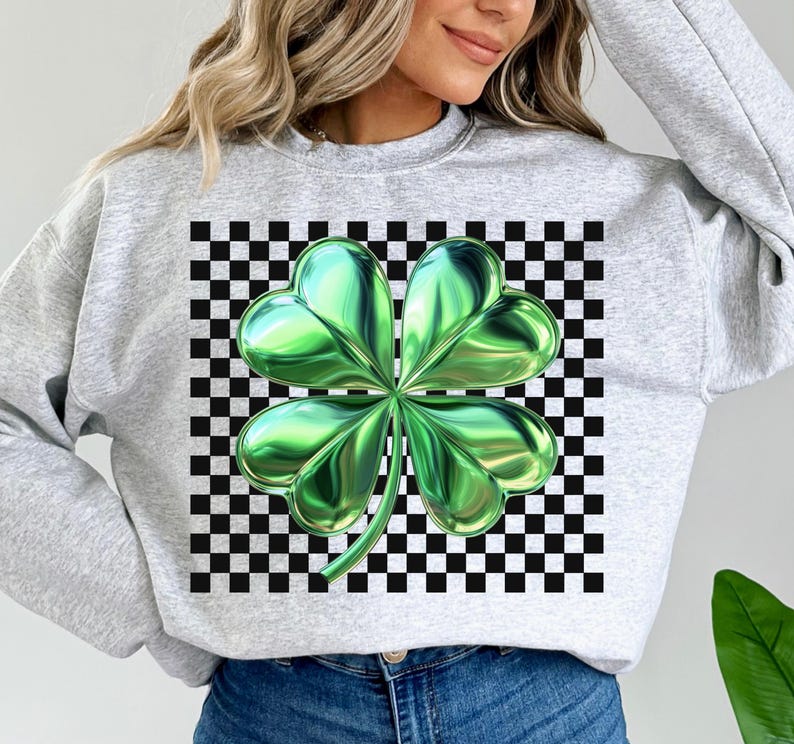 Retro checkered shamrock png, St Patricks Day png, Lucky png, Saint Patrick png, Clover png, St patty's shirt png, Four leaf clover png, trending best seller, Lucky Charm Png, St patrick mama png, Green clover, Happy st patricks