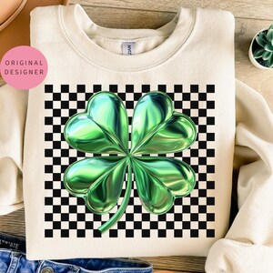 Retro checkered shamrock png, St Patricks Day png, Lucky png, Saint Patrick png, Clover png, St patty's shirt png, Four leaf clover png, trending best seller, Lucky Charm Png, St patrick mama png, Green clover, Happy st patricks