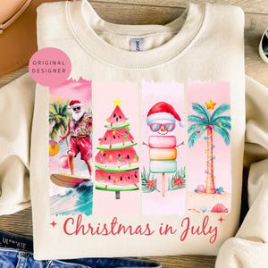 Christmas in July PNG, Summer Santa Shirt Design, Beach Vacation Sublimation, Tropical Xmas Digital Download, Funny Holiday T-Shirt design