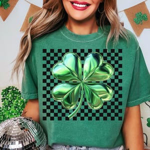 Retro checkered shamrock png, St Patricks Day png, Lucky png, Saint Patrick png, Clover png, St patty's shirt png, Four leaf clover png, trending best seller, Lucky Charm Png, St patrick mama png, Green clover, Happy st patricks