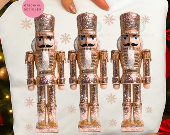Glitter Nutcracker png, Gold Sparkle Christmas png, Holiday png Soldier Download, Coquette Glam Christmas Sublimation