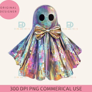 Iridescent Ghost png, Disco ghost, Coquette Halloween png,  Halloween png, Fall design png, Girly Halloween Png, Retro Halloween png, Cute ghost png, Rainbow, Fall png, Spooky season png, Boho Halloween, png digital download