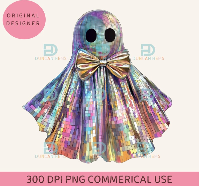 Iridescent Ghost png, Disco ghost, Coquette Halloween png,  Halloween png, Fall design png, Girly Halloween Png, Retro Halloween png, Cute ghost png, Rainbow, Fall png, Spooky season png, Boho Halloween, png digital download