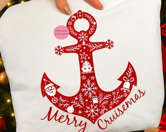 Merry Cruisemas Anchor PNG: Christmas Cruise Shirt Design (Digital Download)
