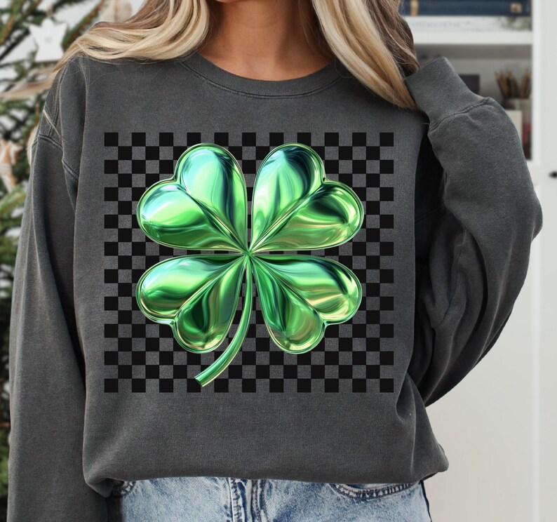 Retro checkered shamrock png, St Patricks Day png, Lucky png, Saint Patrick png, Clover png, St patty's shirt png, Four leaf clover png, trending best seller, Lucky Charm Png, St patrick mama png, Green clover, Happy st patricks