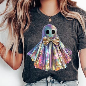 Iridescent Ghost png, Disco ghost, Coquette Halloween png,  Halloween png, Fall design png, Girly Halloween Png, Retro Halloween png, Cute ghost png, Rainbow, Fall png, Spooky season png, Boho Halloween, png digital download