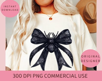 Coquette Spider, Halloween png, Dark Coquette, Gothic girly, Creepy spider, Spider png, Coquette bow, Dark png bundle, Preppy png,