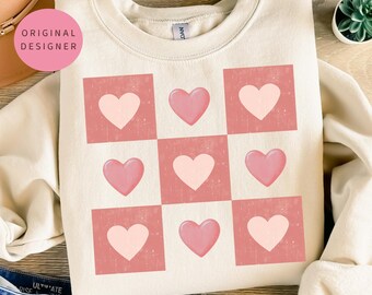 Retro checkered heart Valentines day png Valentines png Hearts png Love Distressed checkered png Trendy Valentine Retro Valentine png