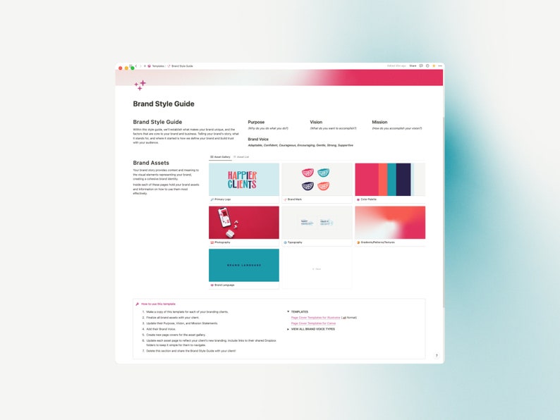 Brand Style Guide Template for Notion - Etsy