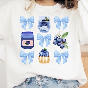 Blueberry Coquette Png, Blueberry Shirt Design Png, Trendy BlueberryPng, Cottage Core Aesthetic, Blueberry Png, Blueberry Bow Png