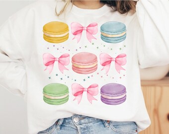 Macaron png, macaron coquette png, macaron coquette arc-en-ciel png, chemise coquette tendance png, noeud coquette rose png