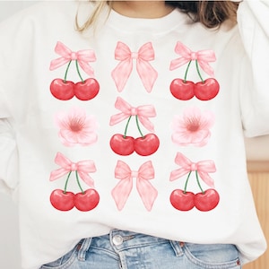 Cherry Coquette Png, Pink Cherry Coquette Bow Png, Trendy Cherry Coquette Shirt Design Png, Cherry Png, Coquette Png, Cherry Blossom Png
