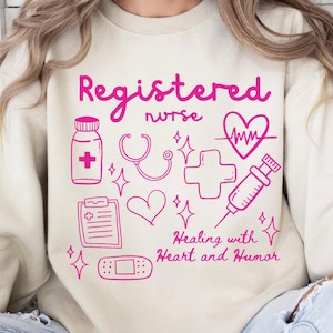 Doodle infirmière tendance PNG : conception de chemise d&#39;infirmière (téléchargement numérique)
