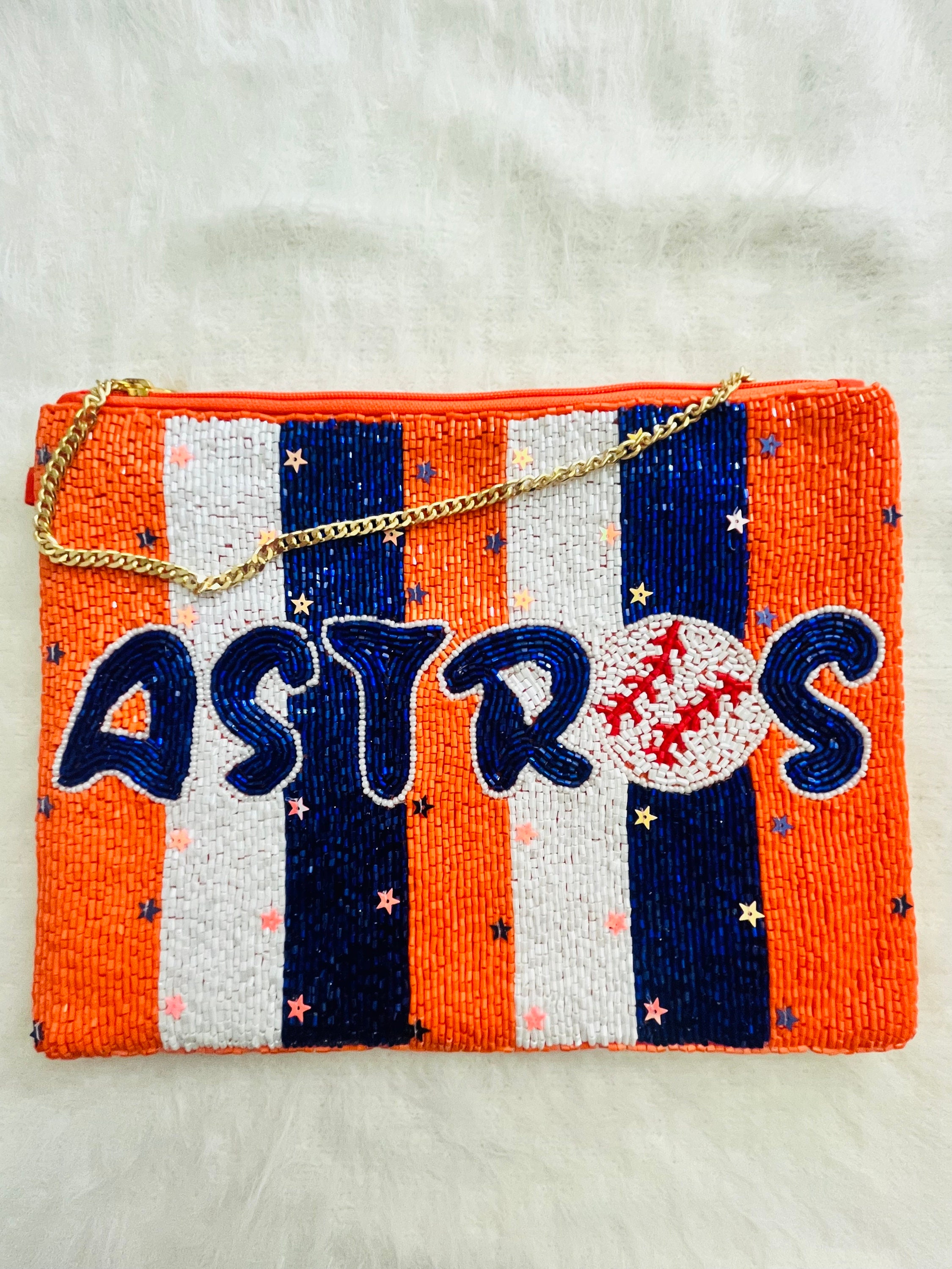 Houston Astros Beaded Purse, Astros Purse, Gift Idea, Houston Astros Accessories, Beaded