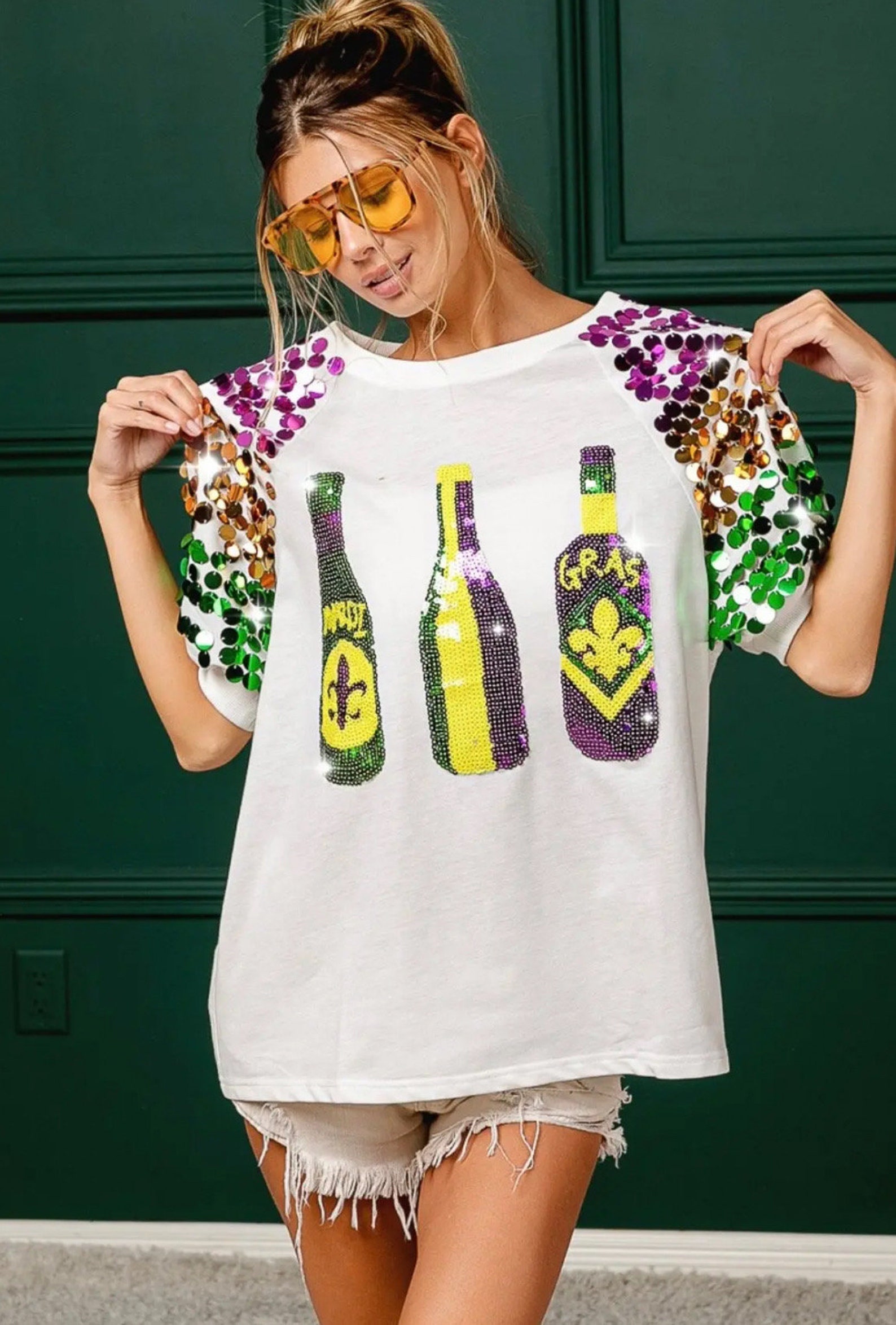 Mardi Gras Shirt, Mardi Gras, Mardi Gras Spangled Sleeve Shirt, New ...