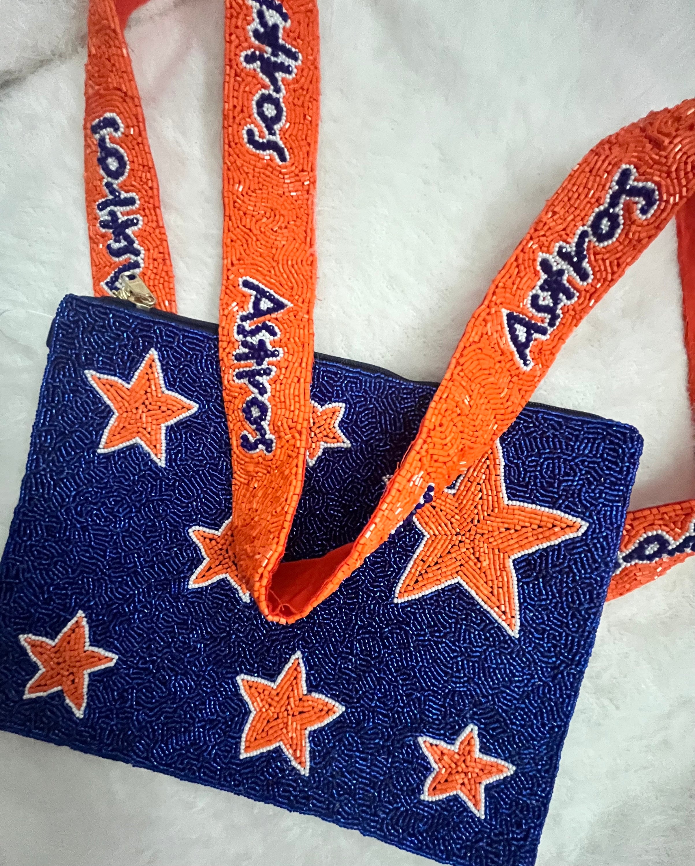 Houston Astros Beaded Purse, Astros Purse Strap, Gift Idea, Houston Astros Accessories, Beaded