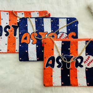 Houston Astros beaded Purse, Astros purse, gift idea, houston Astros accessories, beaded baseball purse, houston astros purse