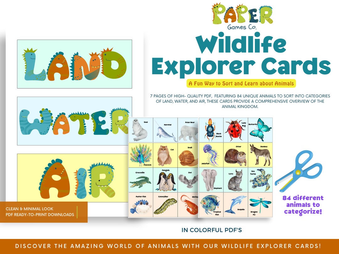 Animal Sorting Cards Printable Classification and Sorting Etsy