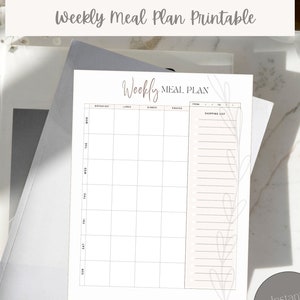Printable Weekly Meal Planner with Shopping List | Instant Download | Printable Planner | Neutral Design