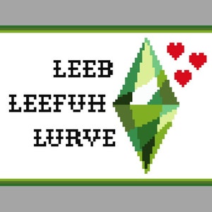 Funny Simlish Live Laugh Love Cross Stitch Pattern