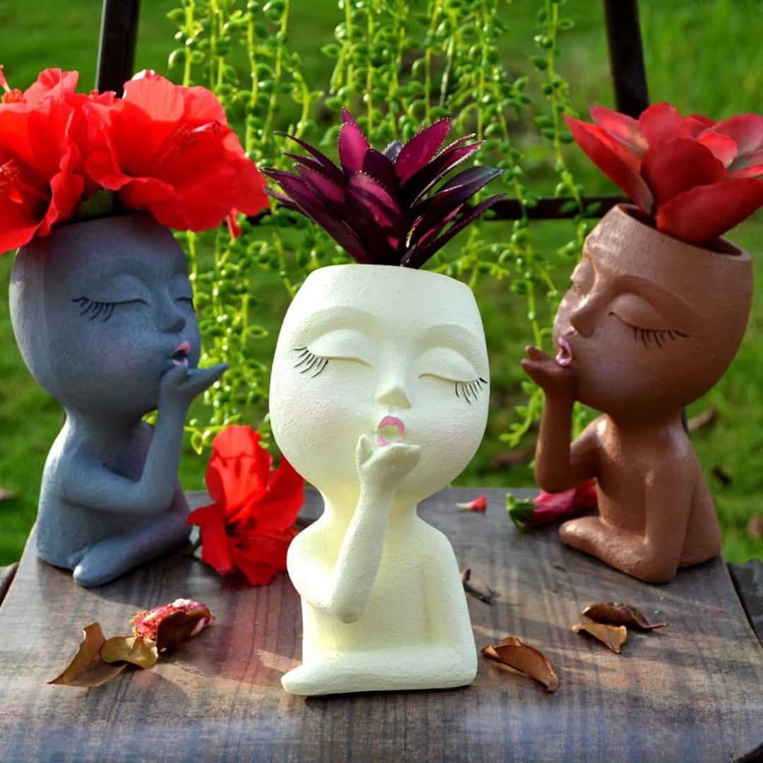 Kissing Flower Pot Face Planter Succulent Plant Pot Girl Etsy