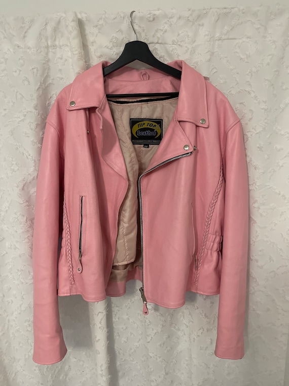 Vintage Tip Top Baby Pink Leather Moto Jacket
