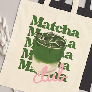 Matcha Lover Tote Bag, Cotton Canvas Tote Bag, Snack Bag, Gift for Her, Gift for Him