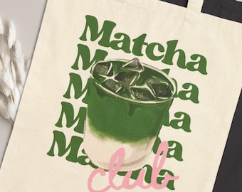 Sac fourre-tout en toile de coton Matcha Lover