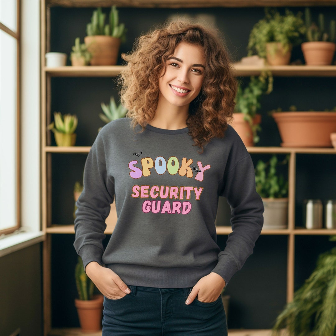 Retro Spooky Security Guard Halloween Crew Neck Sweatshirt Etsy