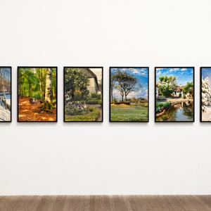 Set of 10 Vintage Gallery Wall Country Landscape Art Print Ready - Peder Monsted S1 - MoonGartenShop
