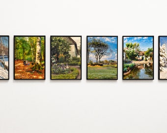 Set of 10 Vintage Gallery Wall Country Landscape Art Print Ready - Peder Monsted S1 - MoonGartenShop