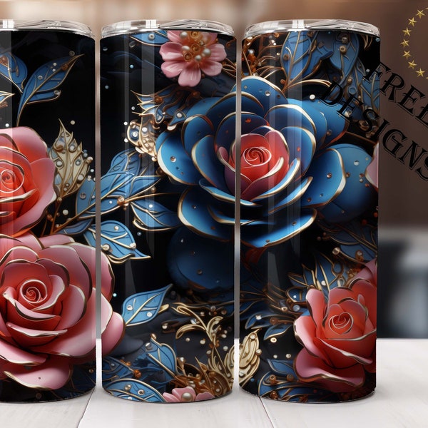 Roseate Dreamscape - Pink, Blue and Citron Yellow - Tumbler Sublimation - Sublimation PNG - 20 oz skinny tumbler - Digital Download