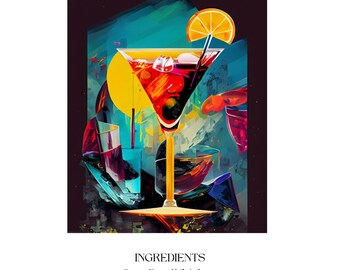 Manhattan Cocktail Recipe Poster