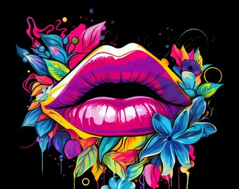 Lip PNG, Lip Clipart, Sublimation PNG for Shirt, Colorful PNG for Shirts and Sublimation Design, Neon Sublimation, Hip Hop png, Abstract png
