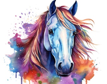 Watercolor Floral Horse Clip Art, Floral Horse Png, Watercolor Horse Png, Card Making, Wall Art, Floral Horse Svg, Digital PNG