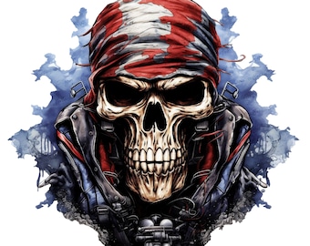 Outlaw Biker Skull PNG. Instant Download, 300dpi PNG for sublimation, Heat Press Print Digital, Skull PNG, Commercial Use