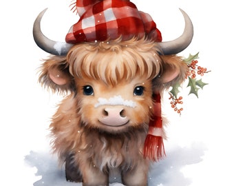 Christmas Highland Cow Png, Western Design, Western Christmas Png, Christmas Cow Png, Christmas Light Png, Western Cow Png, Digital Download