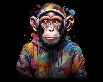Monkeys PNG Design, Instant Download PNG, Sublimacja PNG na koszulkę, Projekt do użytku komercyjnego, Clipart z małpami