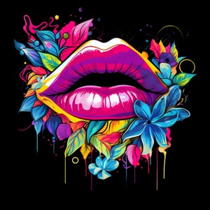 Lip PNG, Lip Clipart, Sublimation PNG for Shirt, Colorful PNG for Shirts and Sublimation Design, Neon Sublimation, Hip Hop png, Abstract png
