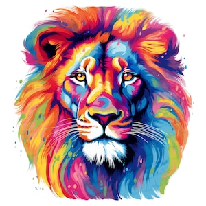 Lion PNG | Colorful Lion Sublimation | Lion Portrait PNG | Lion Illustration | DTG Printing | Instant download | T-shirt Sublimation