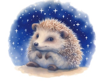 Hedgehog Clipart, watercolour Hedgehog PNG, Journaling Paper Craft Card Making Print Clipart, Hedgehog Digital, Happy Hedgehog Clipart