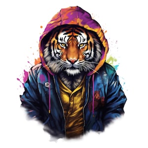 Watercolor Tiger PNG | DTG Printing | Instant download | T-shirt Sublimation Digital File Download l Transparent PNG Digital Design