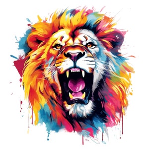 Lion PNG | Colorful Lion Sublimation | Lion Portrait PNG | Lion Illustration | DTG Printing | Instant download | T-shirt Sublimation
